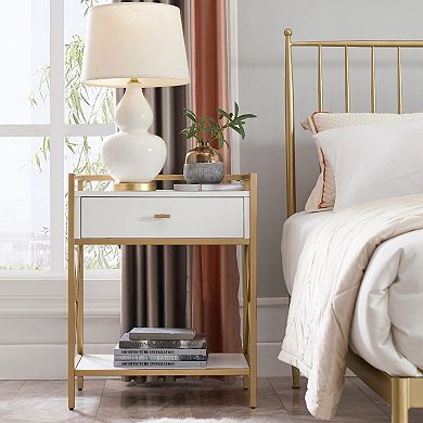 Leick Furniture Claudette Wood & Metal One-Drawer Nightstand Side Table