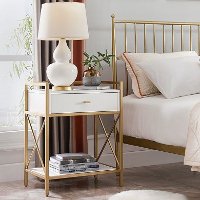 Leick Furniture Claudette Wood & Metal One-Drawer Nightstand Side Table