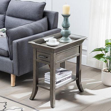 Leick Furniture One-Drawer Traditional Tray Edge Side Table