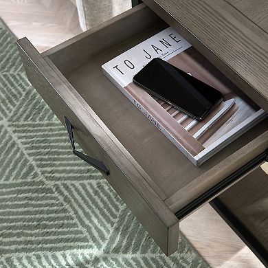 Leick Furniture Chisel & Forge X-Design Mixed Metal & Wood Side Table