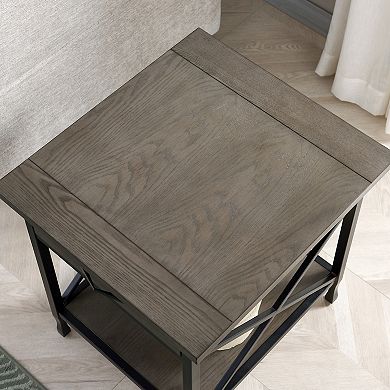 Leick Furniture Chisel & Forge X-Design Mixed Metal & Wood Side Table