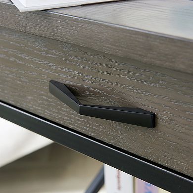 Leick Furniture Chisel & Forge X-Design Mixed Metal & Wood Side Table