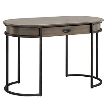 Leick Furniture Oval Metal Leg Desk / Vanity with Drop-Front Keyboard Drawer