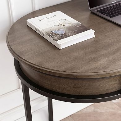 Leick Furniture Oval Metal Leg Desk / Vanity with Drop-Front Keyboard Drawer
