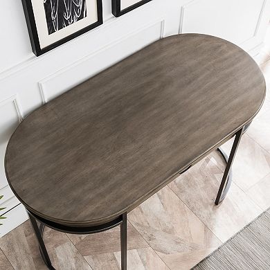 Leick Furniture Oval Metal Leg Desk / Vanity with Drop-Front Keyboard Drawer