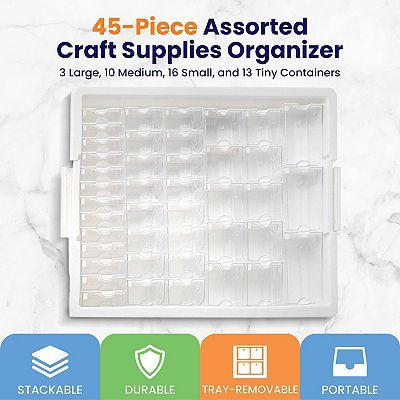 Elizabeth Ward Bead Storage Solutions 45 Piece Assorted Craft Supplies Organizer