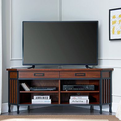 Leick Furniture Ironcraft Two-Drawer Metal & Wood Corner TV Stand