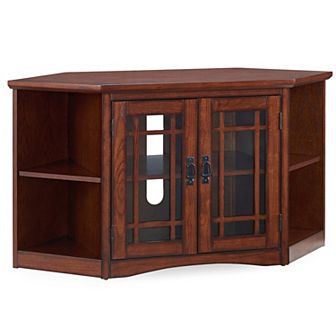 Leick Furniture Mission Corner TV Stand with Bookshelf Storage