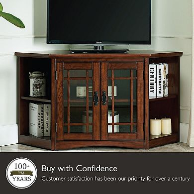 Leick Furniture Mission Corner TV Stand with Bookshelf Storage