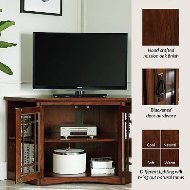 Leick Furniture Mission Corner TV Stand with Bookshelf Storage