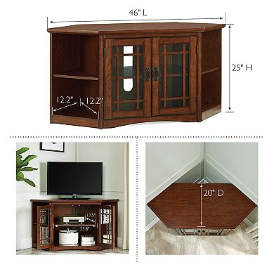 Leick Furniture Mission Corner TV Stand with Bookshelf Storage