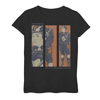 Girls 7-16 Marvel Loki Time Hunter Preserve The Sacred Timeline Panels Graphic Tee