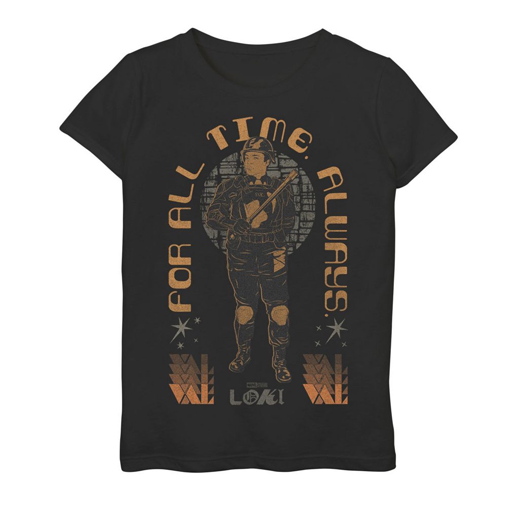 Girls 7-16 Marvel Loki TVA Agent Poster For All Time. Always! Graphic Tee