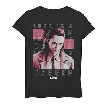 Girls 7-16 Marvel Loki Love Is A Dagger Quote Graphic Tee