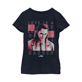 Girls 7-16 Marvel Loki Love Is A Dagger Quote Graphic Tee