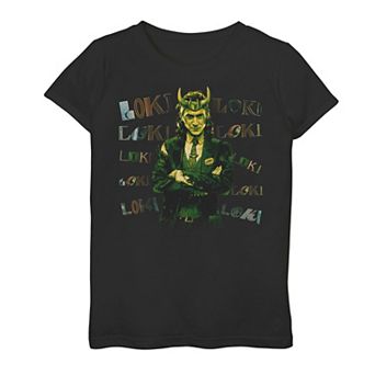 Girls 7-16 Marvel Loki Chaotic Text Graphic Tee
