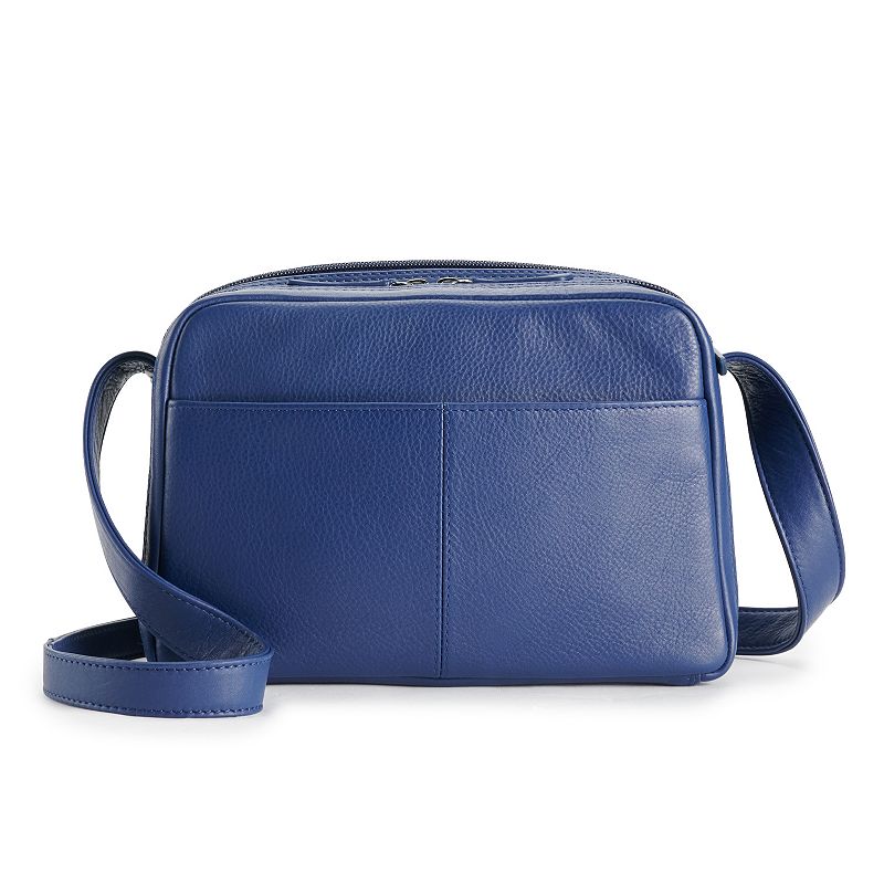 ili Leather Organizer Crossbody Bag, Blue