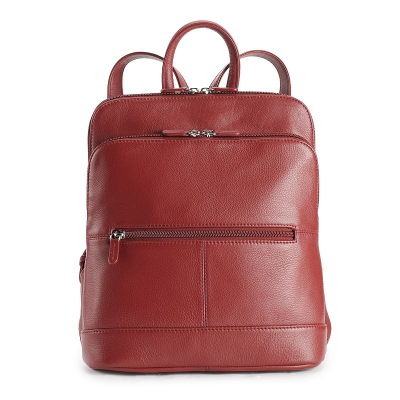 ili Leather RFID-Blocking Backpack, Red