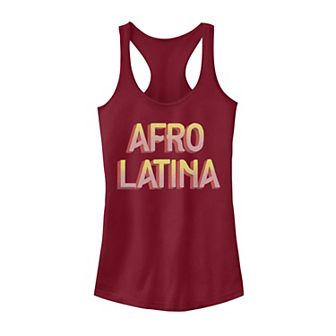 Juniors' Afro Latina Gradient Text Tank Top
