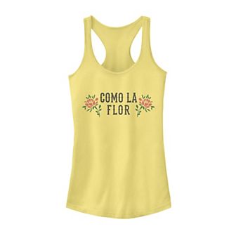 Juniors' Como La Flor Floral Text Logo Tank Top