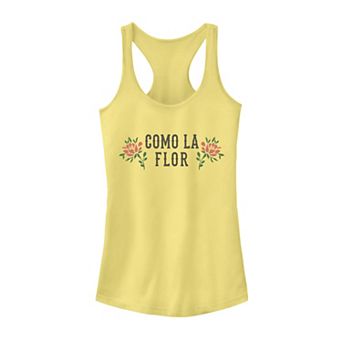Juniors' Como La Flor Floral Text Logo Tank Top