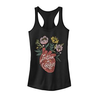 Juniors' Latina De Corazon Flower Heart Painting Tank Top