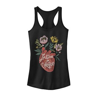 Juniors' Latina De Corazon Flower Heart Painting Tank Top