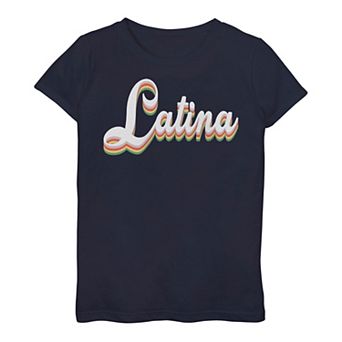 Girls 7-16 Latina Rainbow Text Tee
