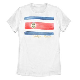 Juniors' Costa Rica Watercolor Painted Flag Tee