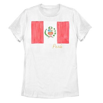 Juniors' Peru Watercolor Painted Flag Tee