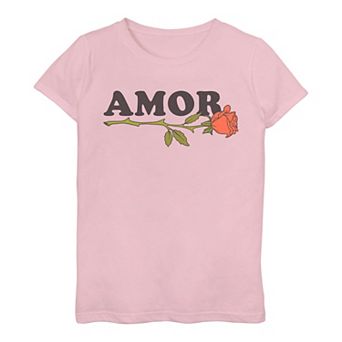 Girls 7-16 Amor Single Rose Portrait Tee