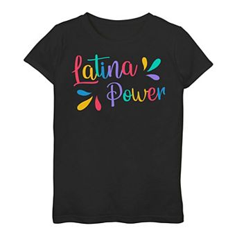 Girls 7-16 Latina Power Colorful Text Tee