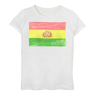 Girls 7-16 Bolivia Watercolor Painted Flag Tee