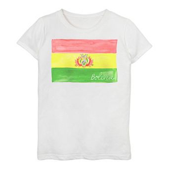 Girls 7-16 Bolivia Watercolor Painted Flag Tee