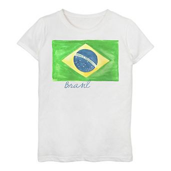 Girls 7-16 Brasil Watercolor Painted Flag Tee