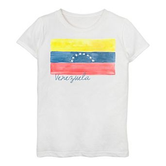 Girls 7-16 Venezuala Watercolor Painted Flag Tee