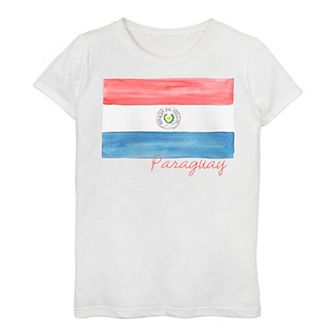 Girls 7-16 Paraguay Watercolor Painted Flag Tee