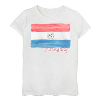 Girls 7-16 Paraguay Watercolor Painted Flag Tee