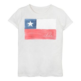 Girls 7-16 Chile Watercolor Painted Flag Tee