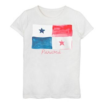 Girls 7-16 Panama Watercolor Painted Flag Tee