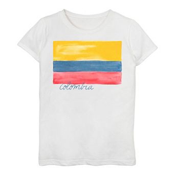Girls 7-16 Colombia Watercolor Painted Flag Tee