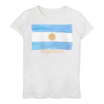 Girls 7-16 Argentina Watercolor Painted Flag Tee