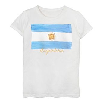 Girls 7-16 Argentina Watercolor Painted Flag Tee