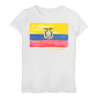 Girls 7-16 Ecuadaor Watercolor Painted Flag Tee