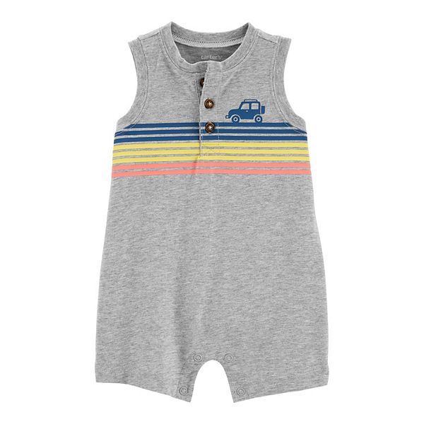 Baby Boy Carter's Henley Striped Car Sleeveless Romper