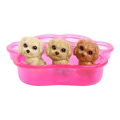 Barbie® Doll Newborn Pups Playset with Blonde Doll, Mommy Dog and 3 Puppies, Kids Toys