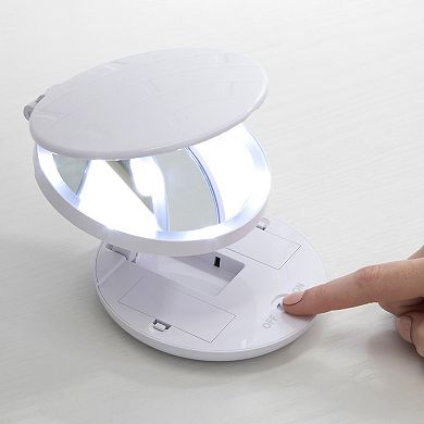 GloTech LED Compact Travel Mirror with Adjustable Stand
