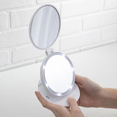 GloTech LED Compact Travel Mirror with Adjustable Stand