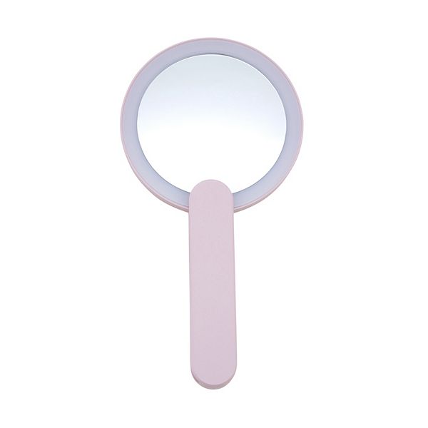 GloTech Pink Handheld Swivel LED Compact Makeup Mirror