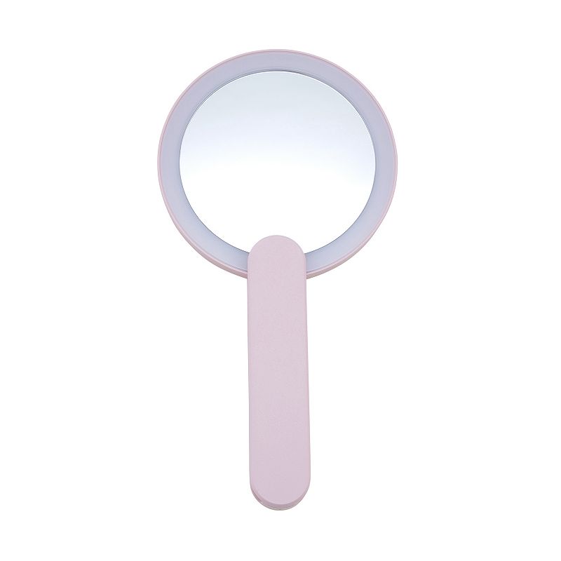 GloTech Handheld Swivel LED Compact Makeup Mirror, Pink